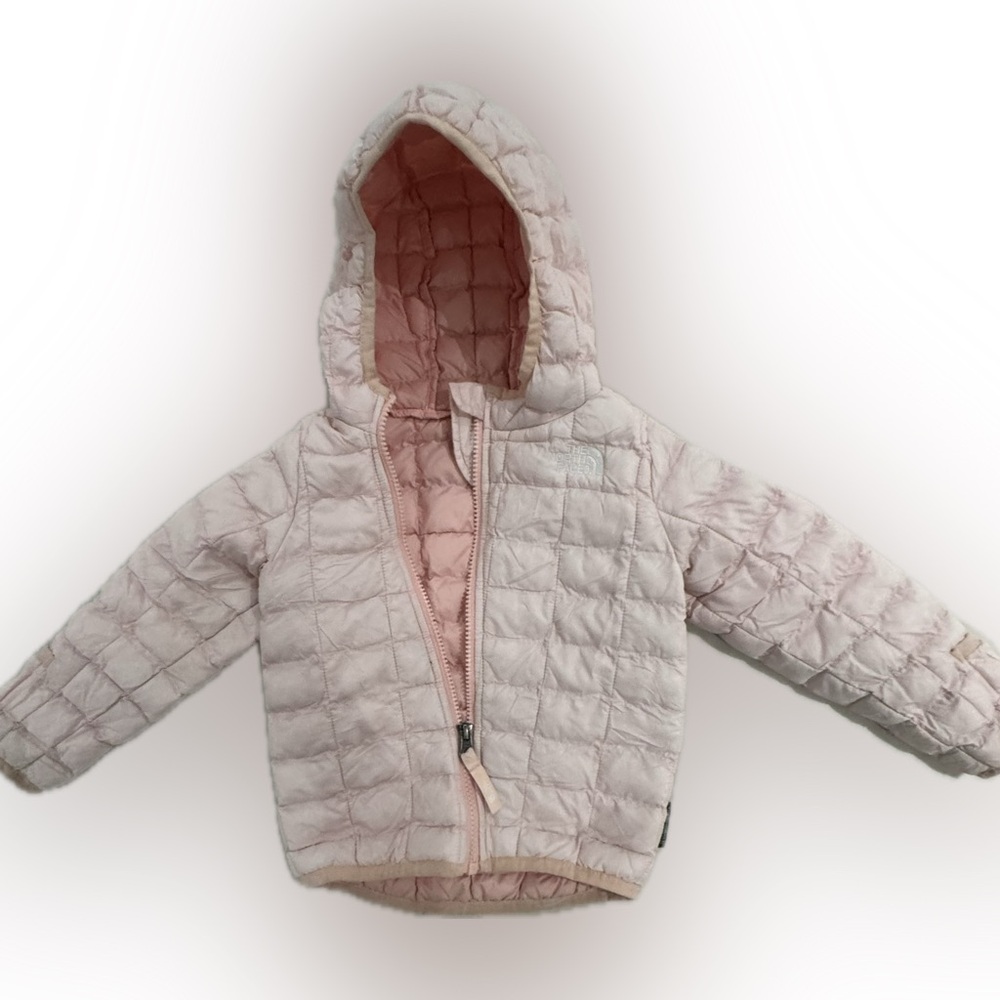 The North Face Baby Pink Quilted Hooded Jacket (18-24M)